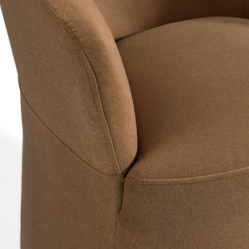 Modrest Timothy - Modern Brown Fabric Dining Chair w/ Castor Wheels