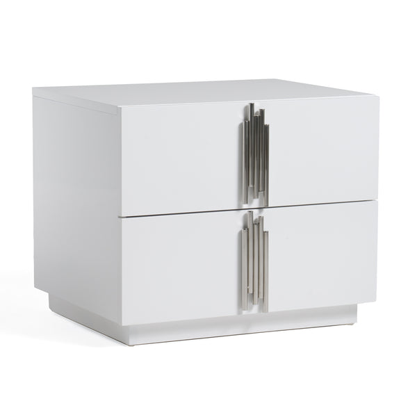 Modrest Token - Modern White & Stainless Steel Nightstand