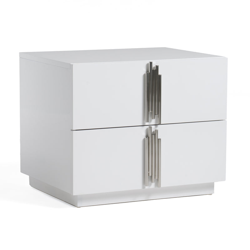 Modrest Token - Modern White & Stainless Steel Nightstand