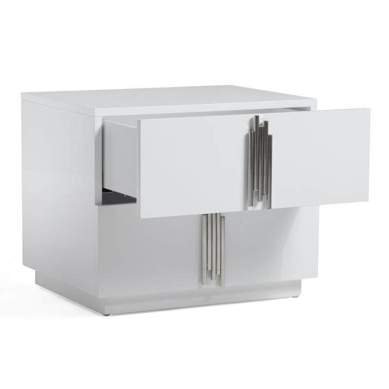 Modrest Token - Modern White & Stainless Steel Nightstand