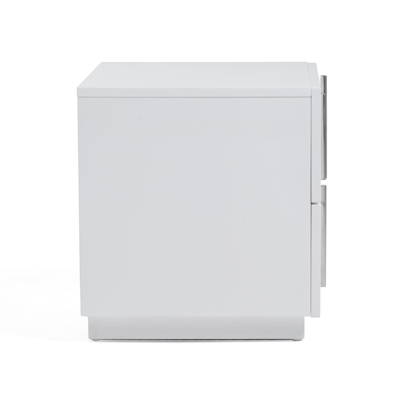 Modrest Token - Modern White & Stainless Steel Nightstand
