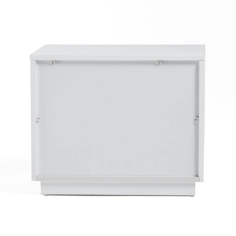 Modrest Token - Modern White & Stainless Steel Nightstand