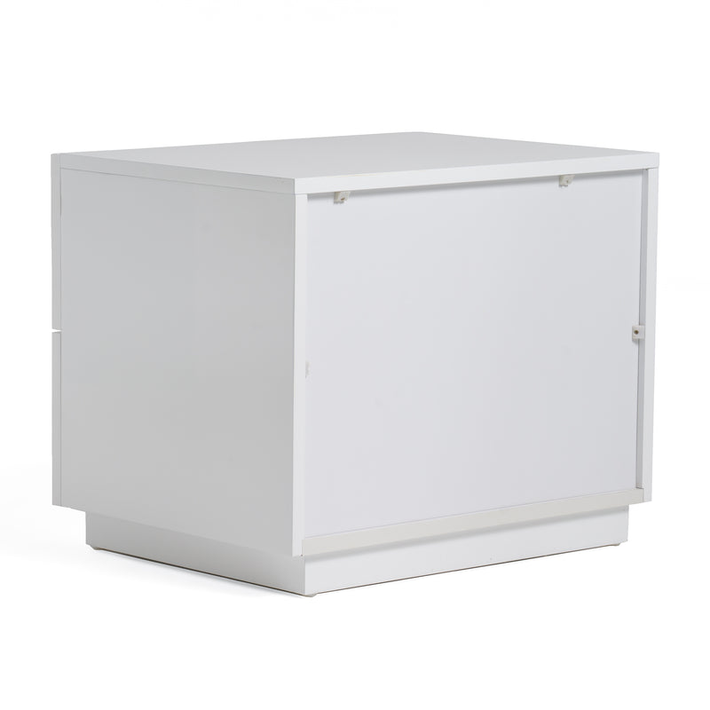 Modrest Token - Modern White & Stainless Steel Nightstand