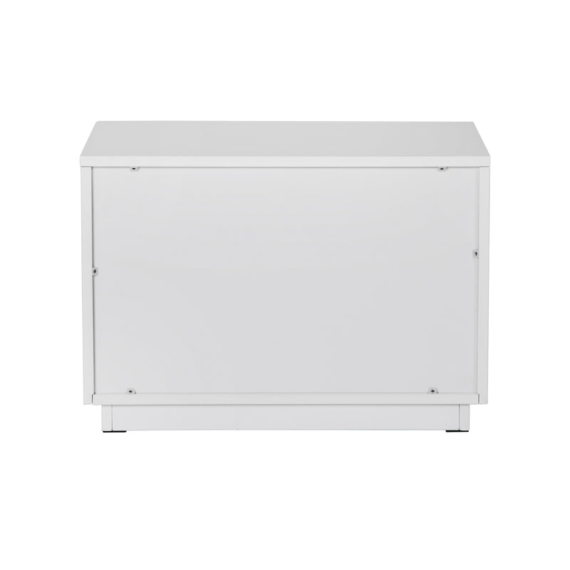 Modrest Token - Modern White & Stainless Steel Large Nightstand