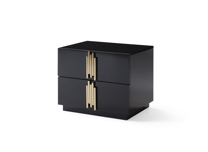 Modrest Token - Modern Black + Gold Bed + Nightstands