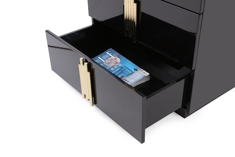 Modrest Token - Modern Black + Gold Bed + Nightstands