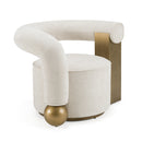 Divani Casa Tranquil - Contemporary Beige Fabric + Antique Brass Accent Chair