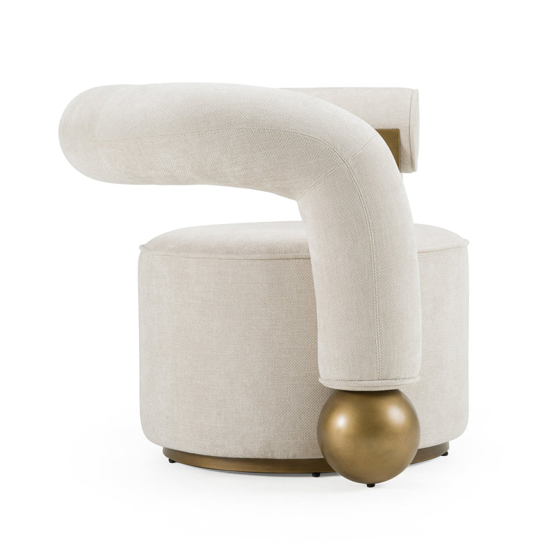 Divani Casa Tranquil - Contemporary Beige Fabric + Antique Brass Accent Chair