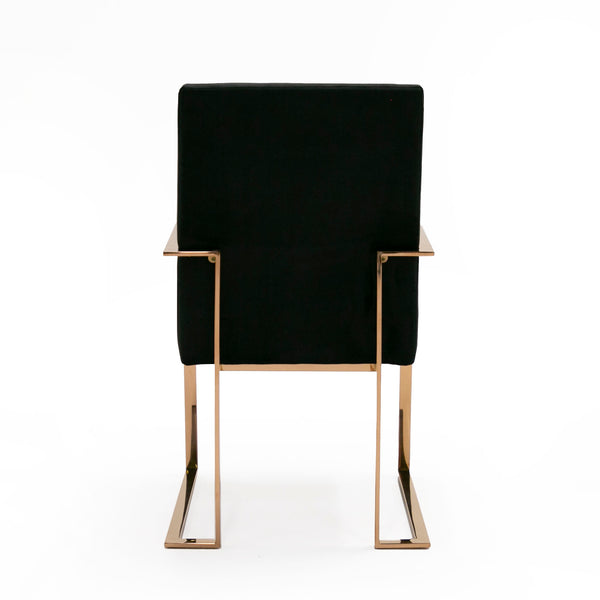 Modrest Trea - Modern Black Velvet & Rosegold Dining Chair
