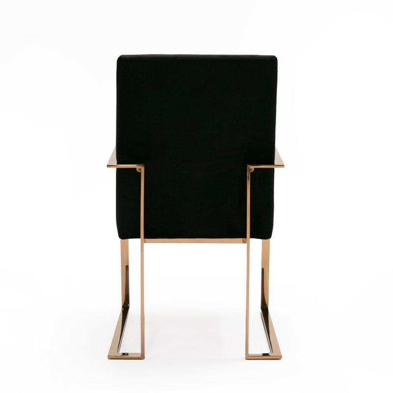 Modrest Trea - Modern Black Velvet & Rosegold Dining Chair