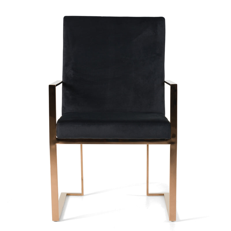 Modrest Trea - Modern Black Velvet & Rosegold Dining Chair