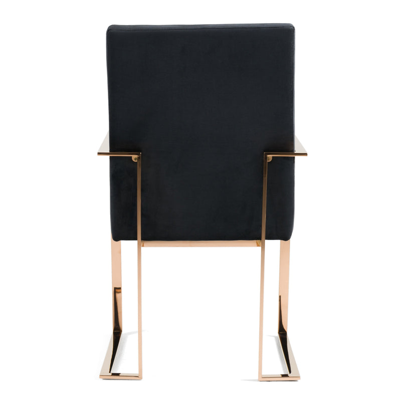 Modrest Trea - Modern Black Velvet & Rosegold Dining Chair