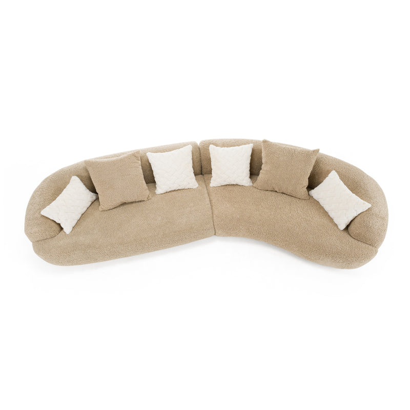 Divani Casa Trevor - Modern Tan Fabric Curved Sectional