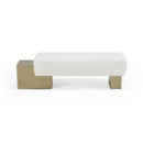 Modrest Triumph - Contemporary Off-White Fabric + Antique Brass Bench