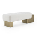 Modrest Triumph - Contemporary Off-White Fabric + Antique Brass Bench