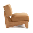 Modrest Tucker - Mid-Century Modern Camel Velvet + Chestnut Accent Chair