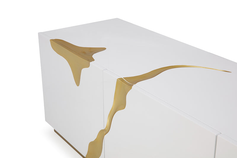 Modrest Aspen Modern White & Gold TV Stand