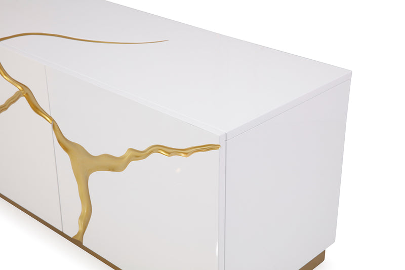 Modrest Aspen Modern White & Gold TV Stand