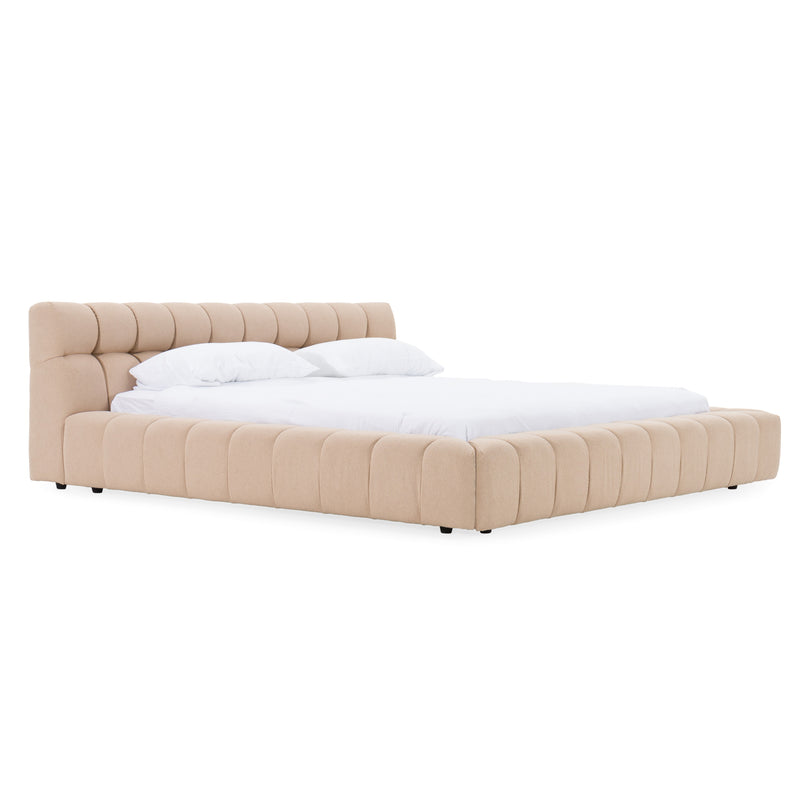 Divani Casa Tyree - Modern Tufted Sand Fabric Bed