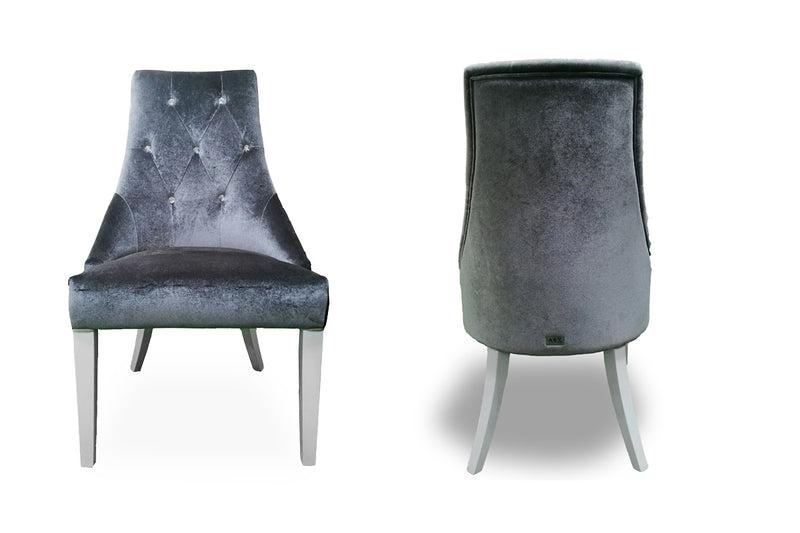 Charlotte - Grey Velour & White High Gloss Dining Chair (Set of 2)