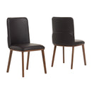 Modrest Utah - Modern Walnut and Brown Eco-Leather Dining Chair- Set of 2