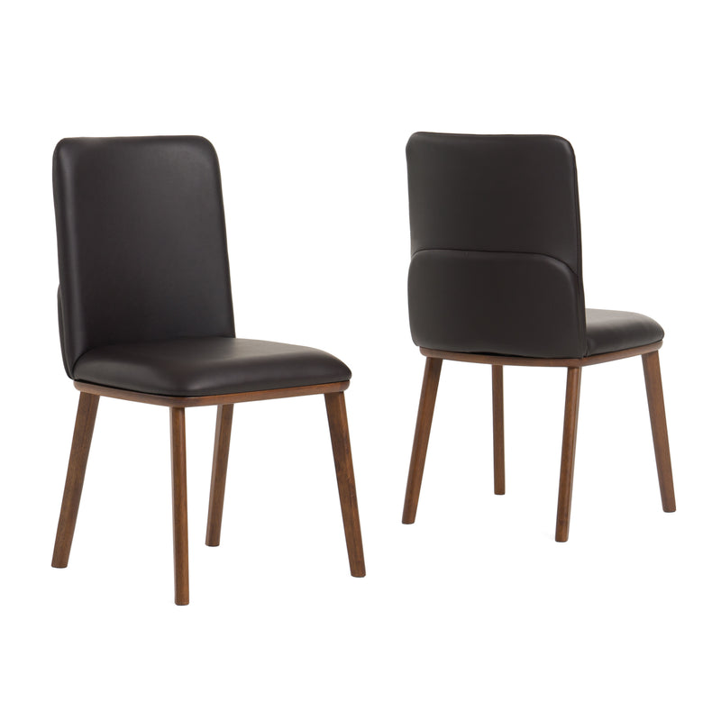 Modrest Utah - Modern Walnut and Brown Eco-Leather Dining Chair- Set of 2