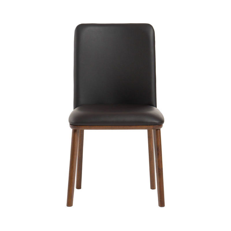 Modrest Utah - Modern Walnut and Brown Eco-Leather Dining Chair- Set of 2