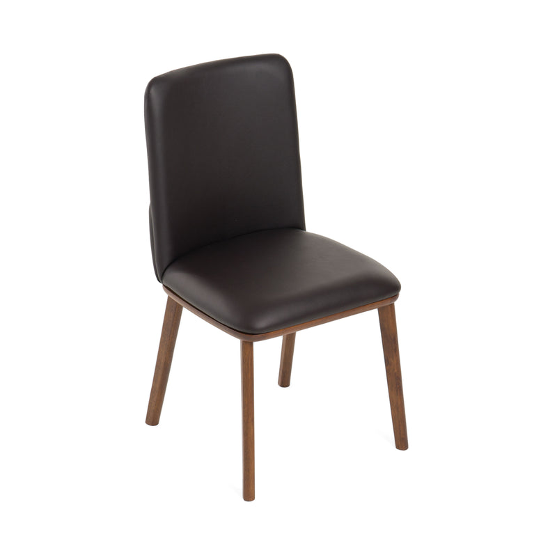 Modrest Utah - Modern Walnut and Brown Eco-Leather Dining Chair- Set of 2