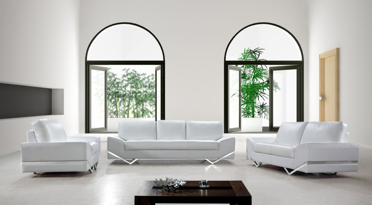 Divani Casa Vanity - Modern White Leather Loveseat