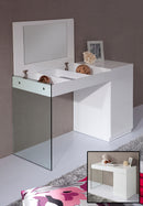 Volare Modern White Floating Glass Vanity w/ Mirror