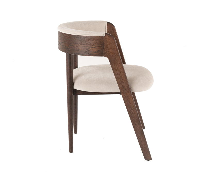 Modrest Vegas - Modern Beige Velvet + Walnut Oak Dining Chair (Set of 2)