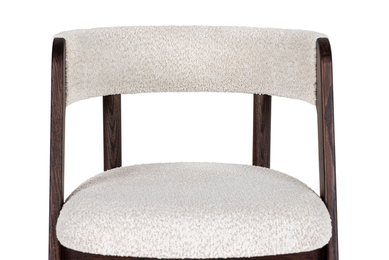 Modrest Vegas  - Modern Cream Fabric + Walnut Oak Dining Chair (Set of 2)