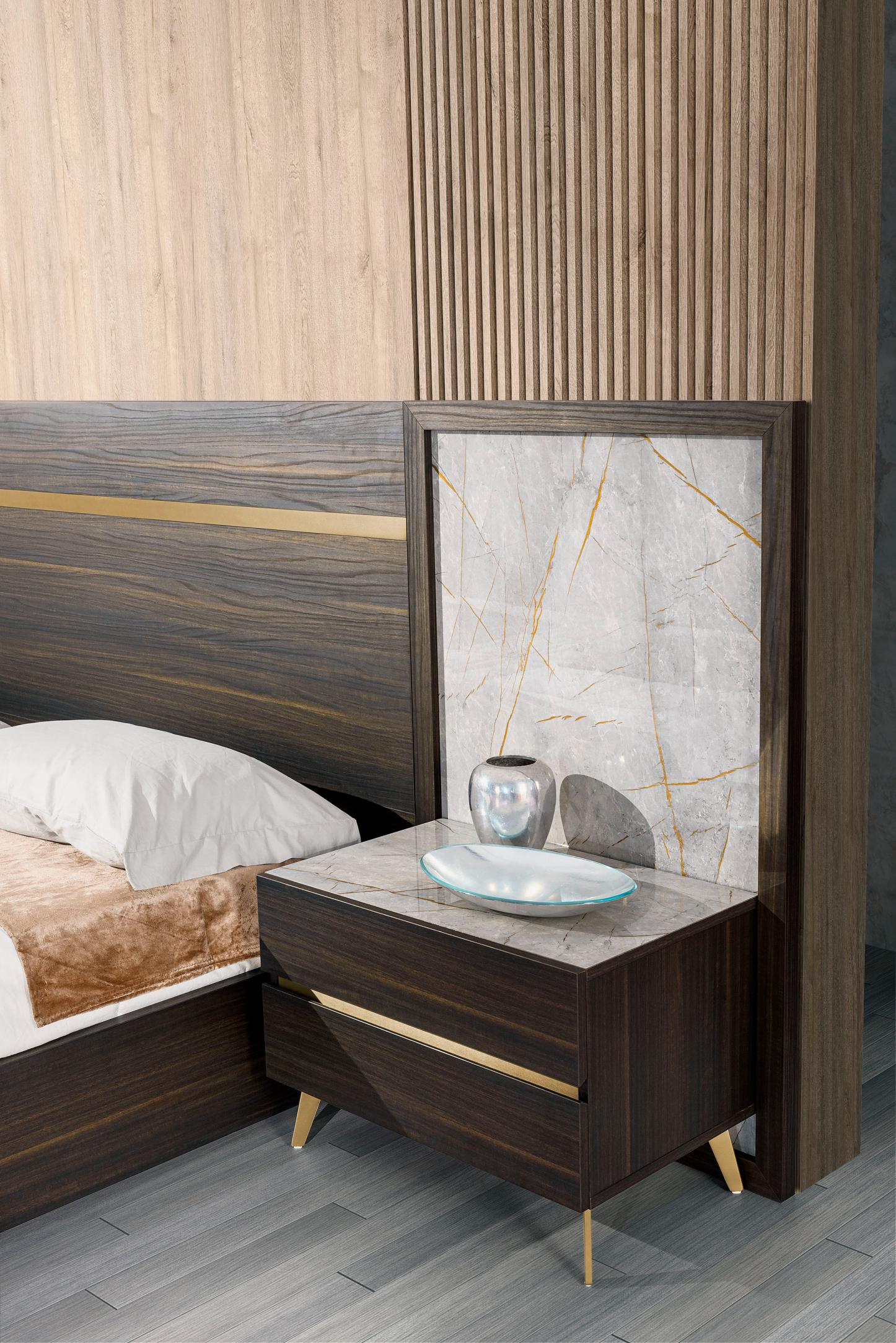 Nova Domus Velondra - Modern Eucalypto + Marble 4-Piece Bedroom Set