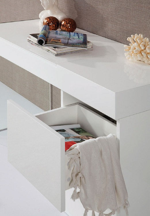 Volare Modern White Floating Glass Vanity w/ Mirror