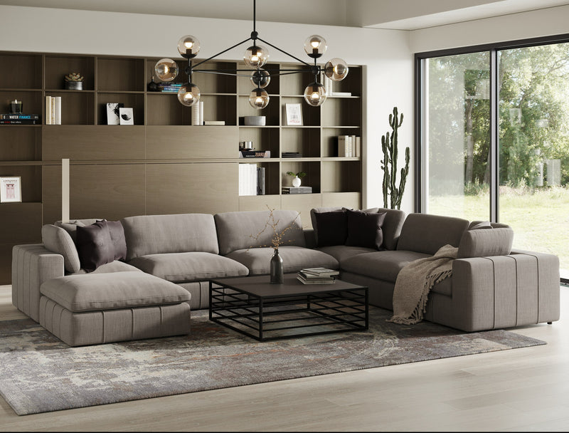 Divani Casa Vicki - Modern Grey Fabric Ottoman