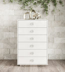 Victoria Modern White Crocodile Lacquer 6-Drawer Chest