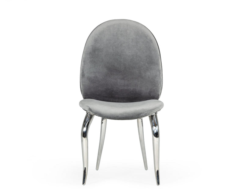 Modrest Vince - Glam Grey Velvet Dining Chair Set of 2