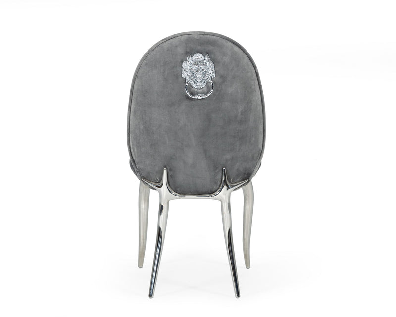 Modrest Vince - Glam Grey Velvet Dining Chair Set of 2