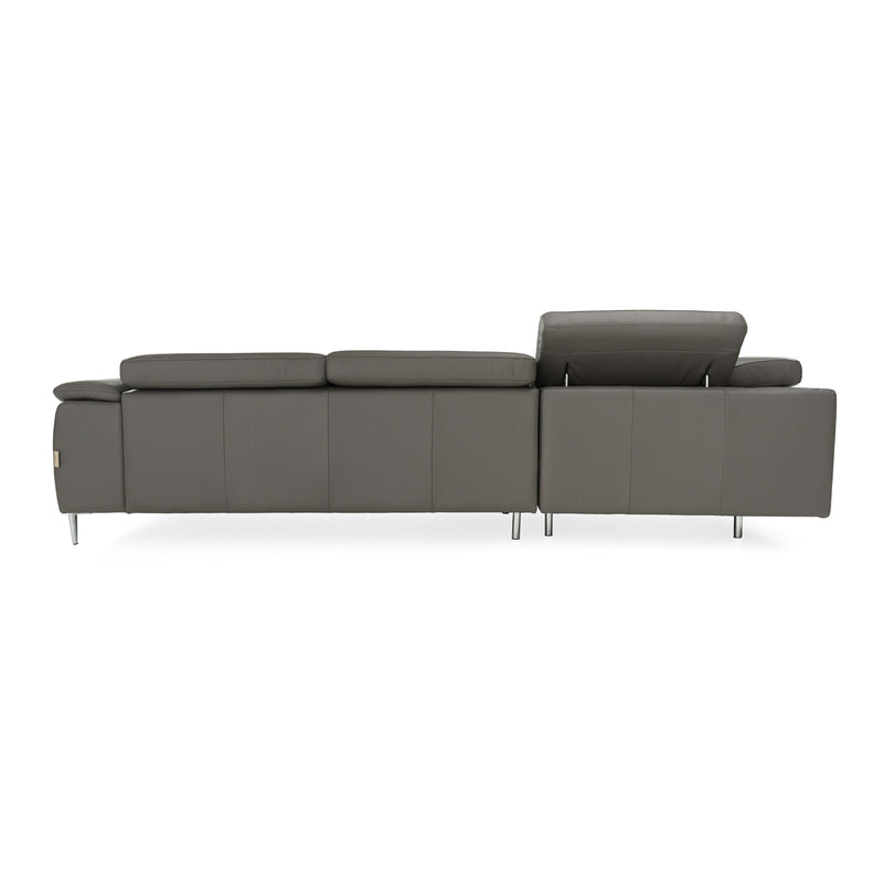 Lamod Italia Viola - Italian Contemporary Grey Leather Left Facing Sectional Sofa