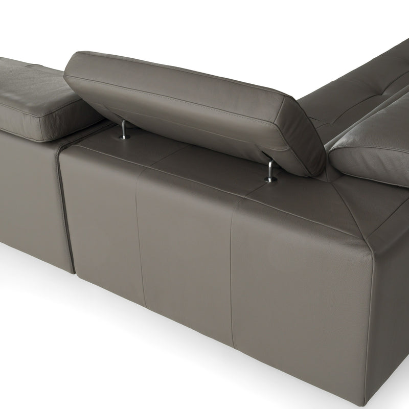 Lamod Italia Viola - Italian Contemporary Grey Leather Left Facing Sectional Sofa