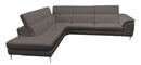 Lamod Italia Viola - Italian Contemporary Grey Leather Left Facing Sectional Sofa