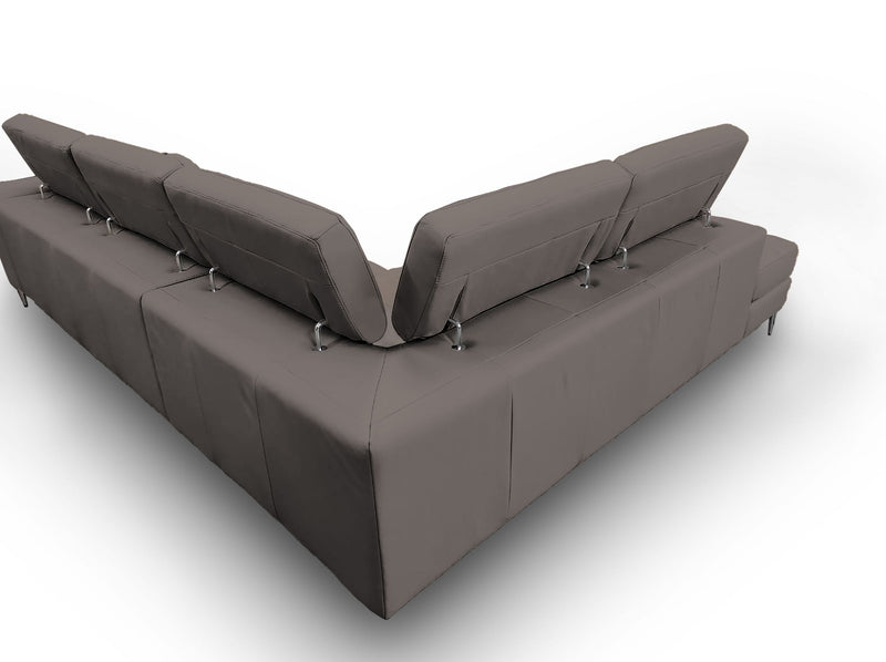 Lamod Italia Viola - Italian Contemporary Grey Leather Left Facing Sectional Sofa