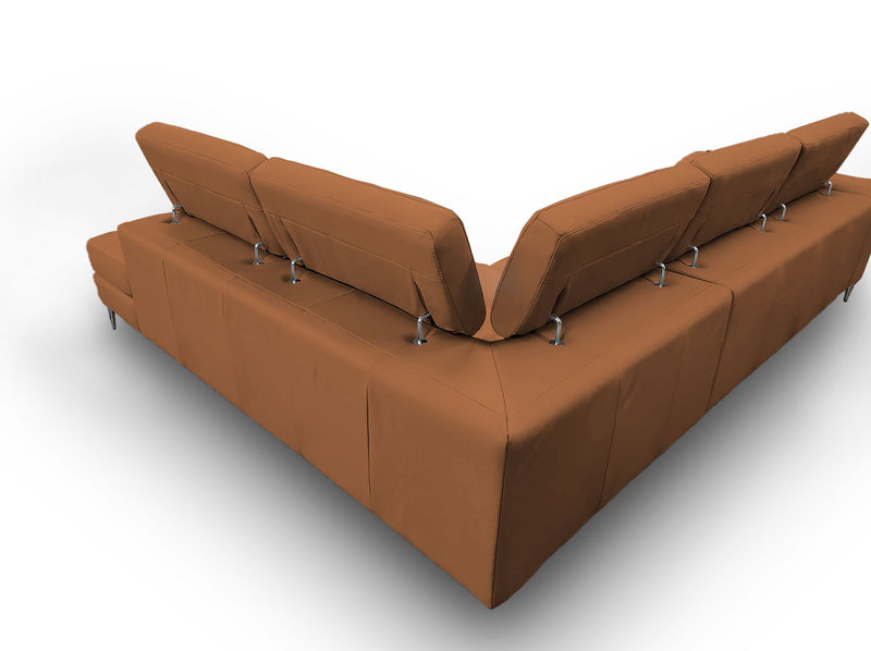 Lamod Italia Viola - Italian Contemporary Cognac Leather Right Facing Sectional Sofa