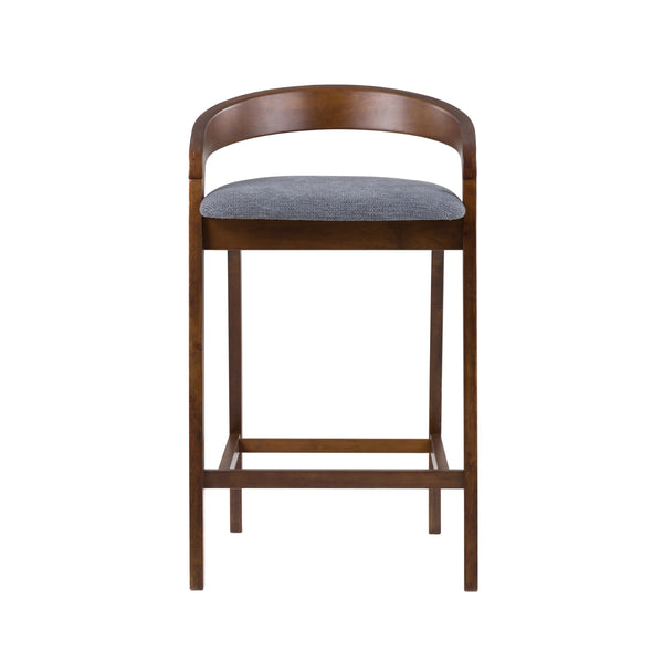 Modrest Vougler - Modern Grey Fabric + Walnut Counter Chair (Set of 2)