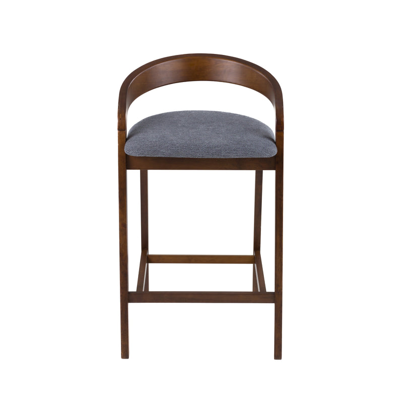 Modrest Vougler - Modern Grey Fabric + Walnut Counter Chair (Set of 2)