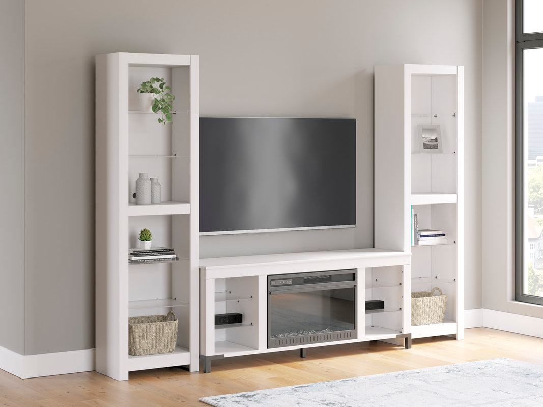 W2722 - TV Stand 59" L w/Fireplace (LED Lights) 3PC SET (TV Stand+2 Piers)