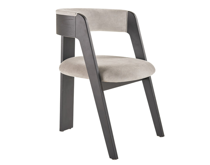 Modrest Washington - Modern Grey Fabric + Ebony Oak Dining Chair (Set of 2)
