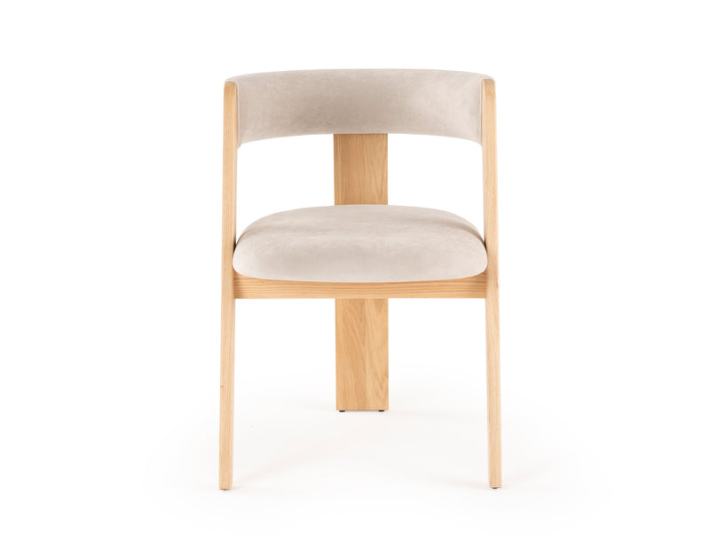 Modrest Washington - Modern Cream Velvet + Natural Oak Dining Chair (Set of 2)
