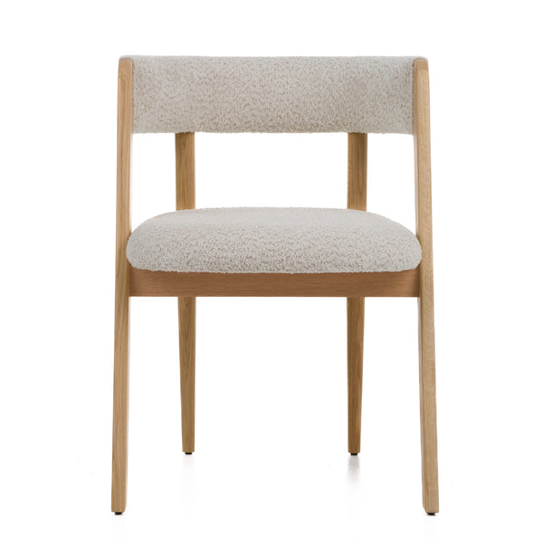 Modrest Vegas - Modern Cream Fabric + Natural Oak Dining Chair (Set of 2)