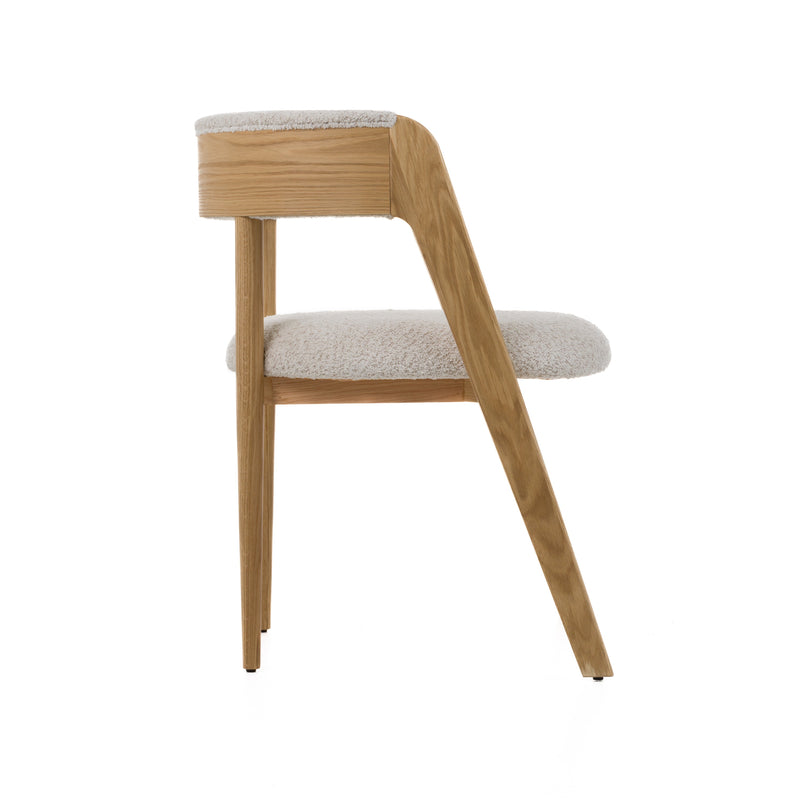Modrest Vegas - Modern Cream Fabric + Natural Oak Dining Chair (Set of 2)